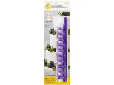 Plastové sloupky do dortu s podstavami fialové 30 cm, 4 ks