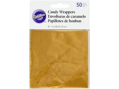 Zlaté obaly na cukroví a lízátka 10 x 10 cm, 50 ks