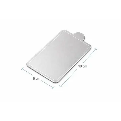 Tenká podložka pod minidezerty stříbrná obdélník 10x6 cm