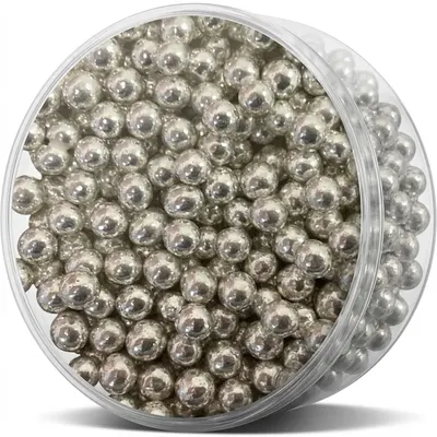 Cukrové perly stříbrné střední 6–7 mm, 50 g