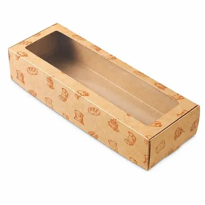 Obdélníková krabice s okénkem hnědá 35 x 12 x 6,5 cm