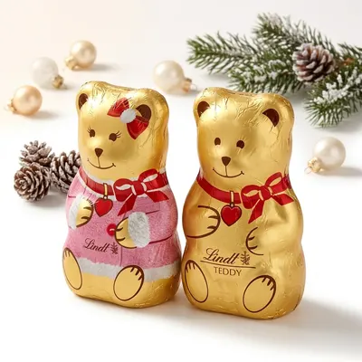 Lindt Teddy Girl & Boy 40 g - čokoládový medvídek