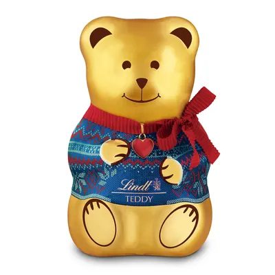 Lindt Teddy Sweater Red & Blue 200 g- čokoládový medvídek