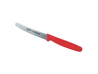 Snídaňový nůž na pečivo se zubatým ostřím, červený, 10 cm