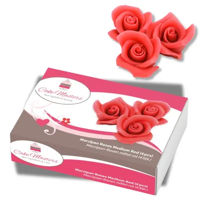 Marcipánové růže červené Cake Masters, 4 cm, 4 ks