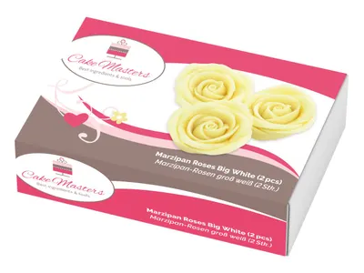 Marcipánové růže bílé Cake Masters, 4,5 cm, 2 ks