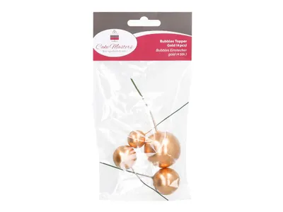Zlaté dortové toppery Bubbles, 4 kusy