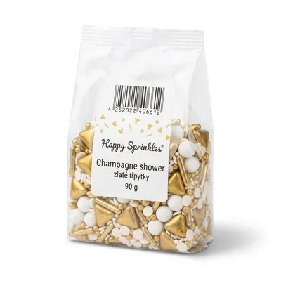 Cukrářské posypy Champagne shower zlaté třpytky 90 g