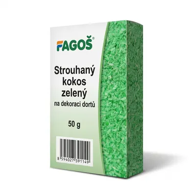 Strouhaný kokos zelený na dekoraci dortů, 50 g