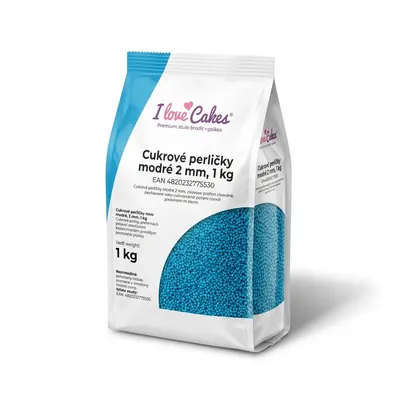 Cukrové perličky modré 2 mm, 1 kg