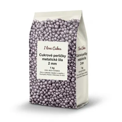 Cukrové perličky metalické lila 2 mm, 1 kg