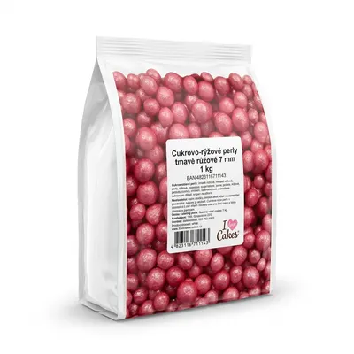 Cukrovo-rýžové perly tmavě růžové 7 mm 1 kg