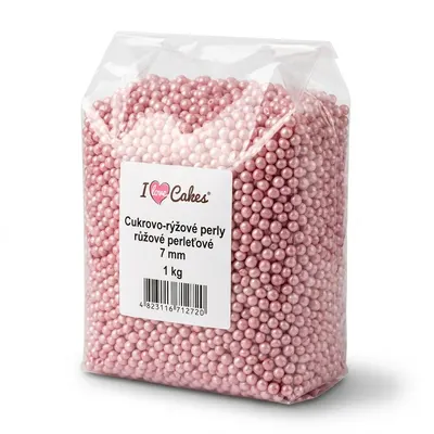 Cukrovo-rýžové perly růžové perleťové 7 mm 1 kg