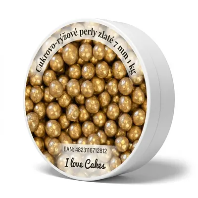 Cukrovo-rýžové perly zlaté 7 mm 1 kg