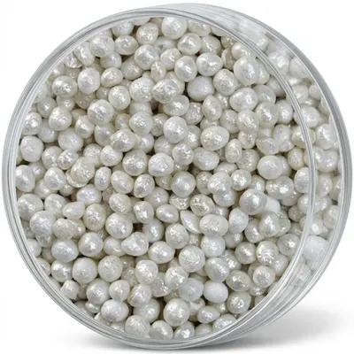 Cukrovo-rýžové perly bílé perleťové 3-4 mm 1 kg