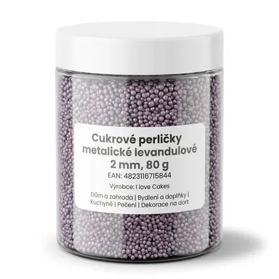 Cukrové perličky metalické levandulové 2 mm, 80 g