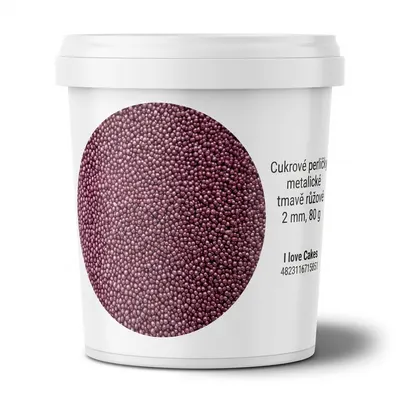 Cukrové perličky metalické tmavě růžové 2 mm, 80 g
