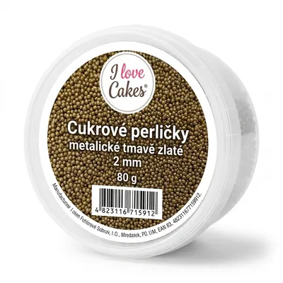 Cukrové perličky metalické tmavě zlaté 2 mm, 80 g