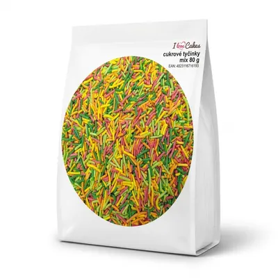 Barevné cukrové tyčinky mix 80 g
