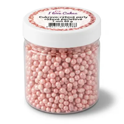 Cukrovo-rýžové perly růžové perleťové 7 mm 80 g