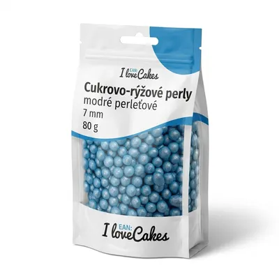 Cukrovo-rýžové perly modré perleťové 7 mm 80 g