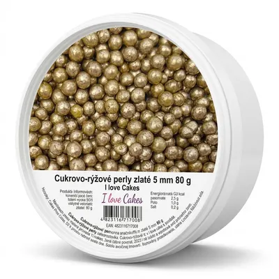 Cukrovo-rýžové perly zlaté 5 mm 80 g