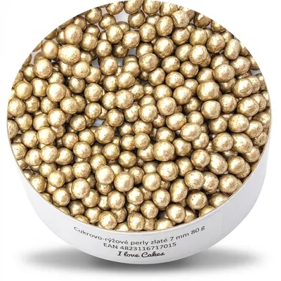 Cukrovo-rýžové perly zlaté 7 mm 80 g