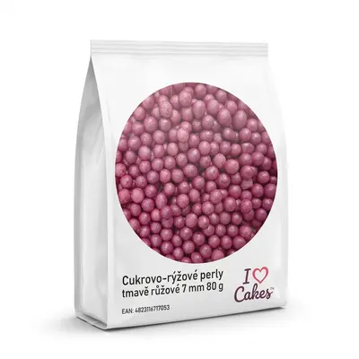 Cukrovo-rýžové perly tmavě růžové 7 mm 80 g