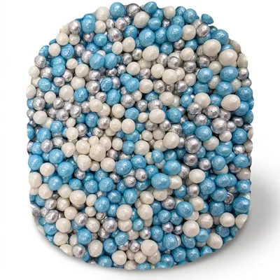 Cukrovo-rýžové perly modro-bílo-stříbrné 5 mm 80 g