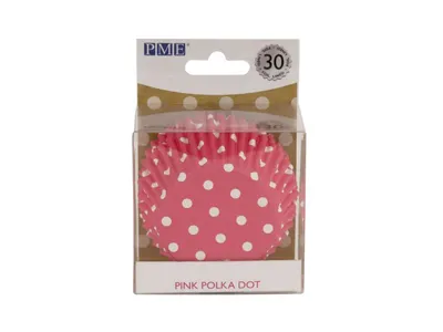 Papírové košíčky růžové s puntíky 50 x 30 mm, 30 ks