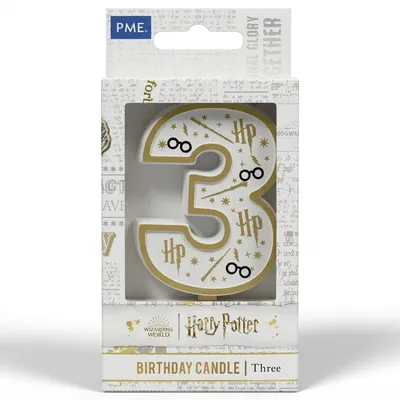 Dortová svíčka Harry Potter bílo-zlatá číslo 3