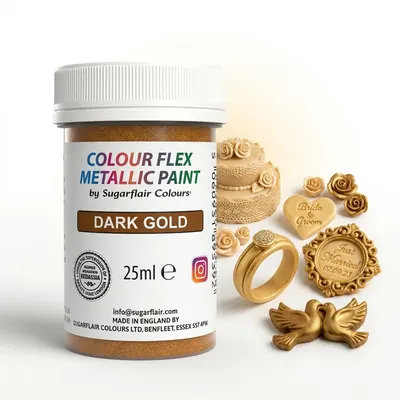Gelová barva dark gold tmavě zlatá Sugarflair 25 g