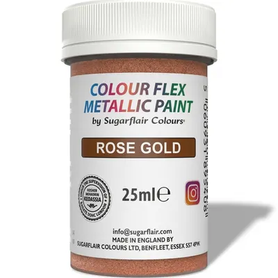 Gelová barva Sugarflair Rose Gold metalická, 25 ml