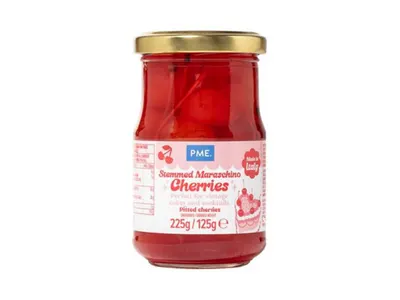 Koktejlové třešně se stopkou v sirupu, 225 g
