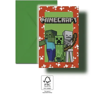 Minecraft pozvánky, 6 ks