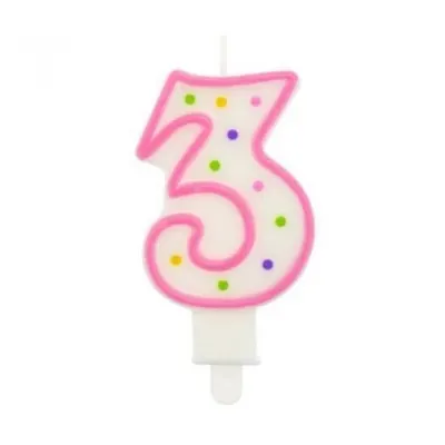 GoDan Svíčka číslice "3" barevná 7,5 cm 1 ks