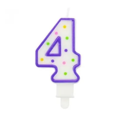 GoDan Svíčka číslice "4" barevná 7,5 cm 1 ks