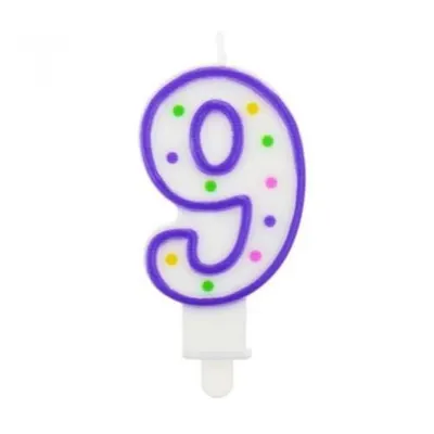 GoDan Svíčka číslice "9" barevná 7,5 cm 1 ks