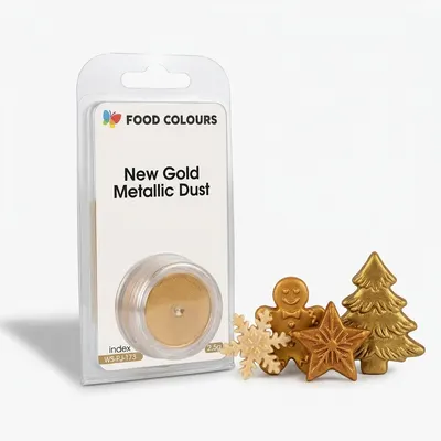 Jedlá prachová perleťová barva New Gold Metallic zlatá 2,5 g