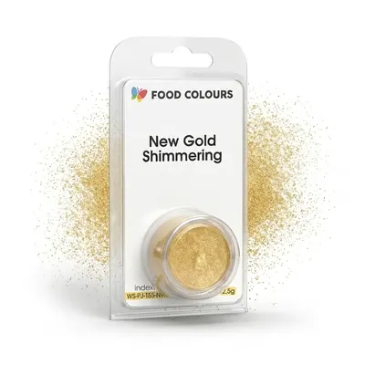 Jedlá prachová perleťová barva New Gold Shimmering 2,5 g