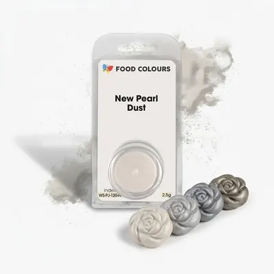 Jedlá prachová perleťová barva New Pearl Dust stříbrná 2,5 g