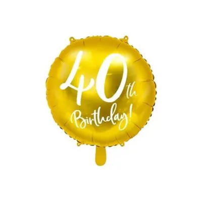 PARTY DECO Balónek 45 cm "40th Birthday!" zlatá fólie 1 ks