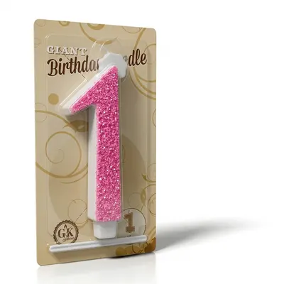 Růžová dortová svíčka číslice 1 13 cm