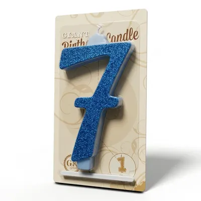 Dortová svíčka číslice 7 modrá, výška 13 cm