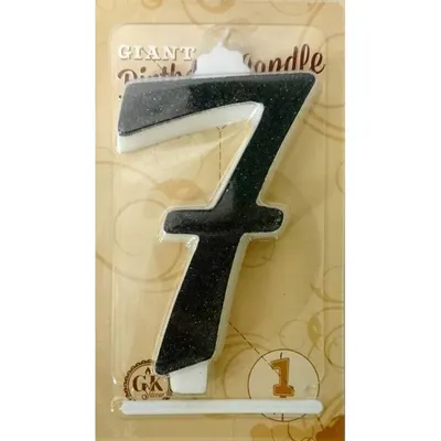 Dortová svíčka číslice 7 černá, výška 13 cm, velká