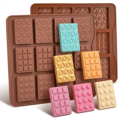 Silikonová forma na čokoládu mini tabulky, 5 x 3,7 cm, 12 ks