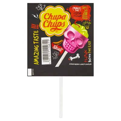 Chupa Chups Skull Lízátko 3D jahoda/ limetka 15 g