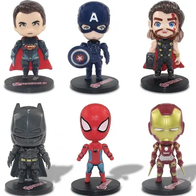 Figurky superhrdinů Marvel a DC na dort, 6 ks
