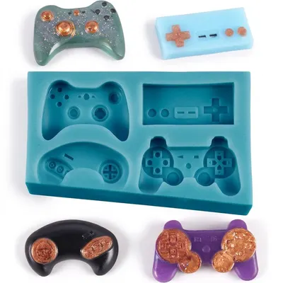 Silikonová forma gamer, ovladače a postavičky, 10 x 6 cm