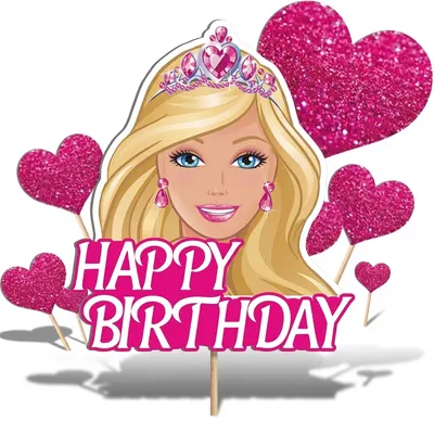 Zápich na dort Happy Birthday Barbie růžový 9 ks